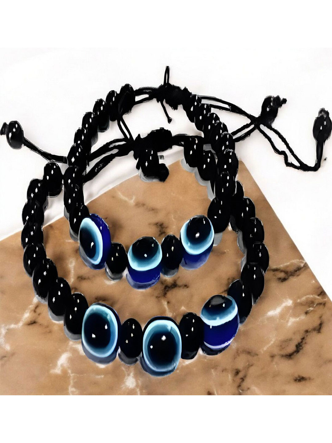 Crazy Fashion Unisex 2 Pieces Evil Eye Elasticated Charm Bracelet