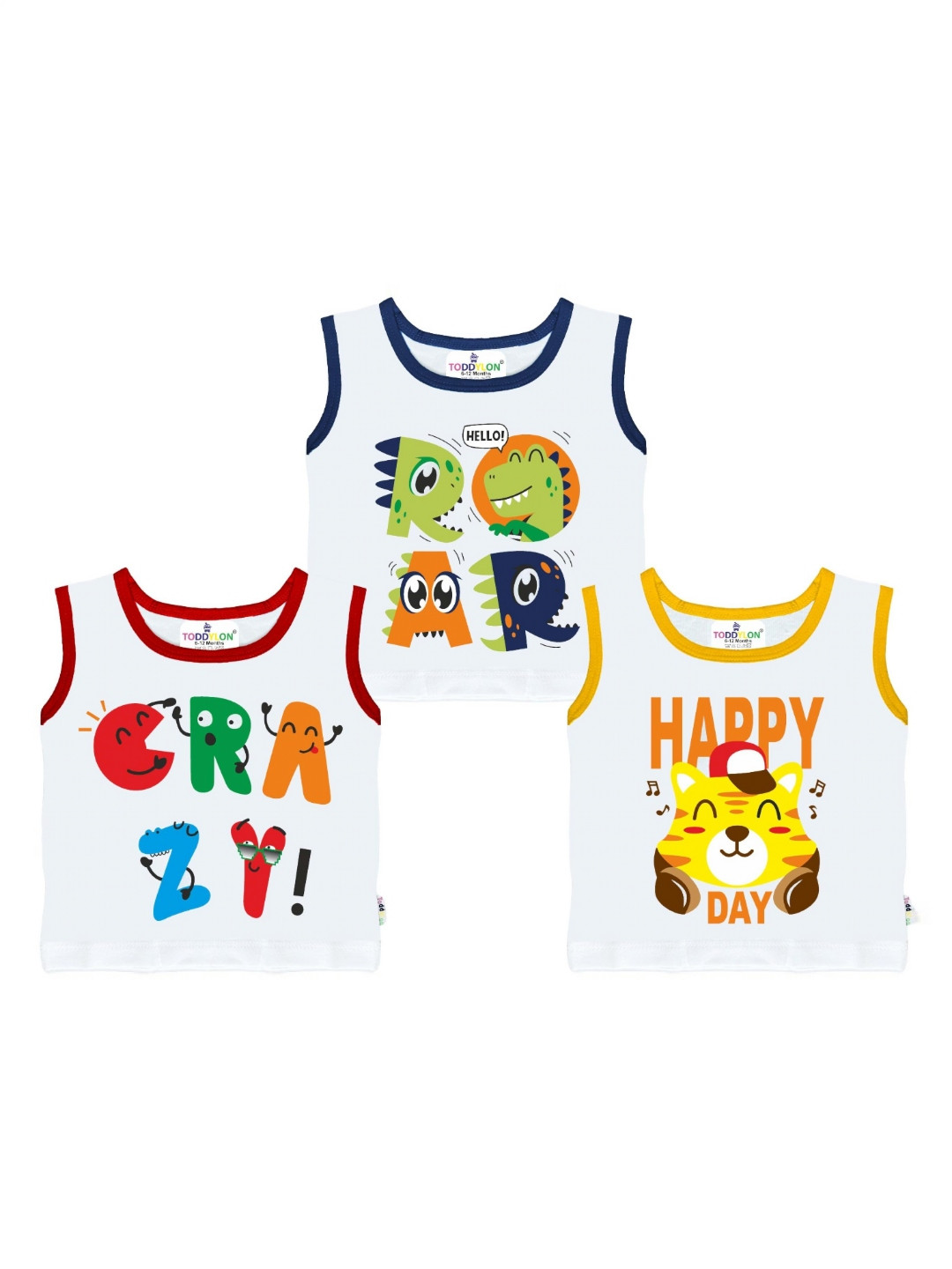 Toddylon Kids Pack Of 3 Animal Printed Cotton T-shirts