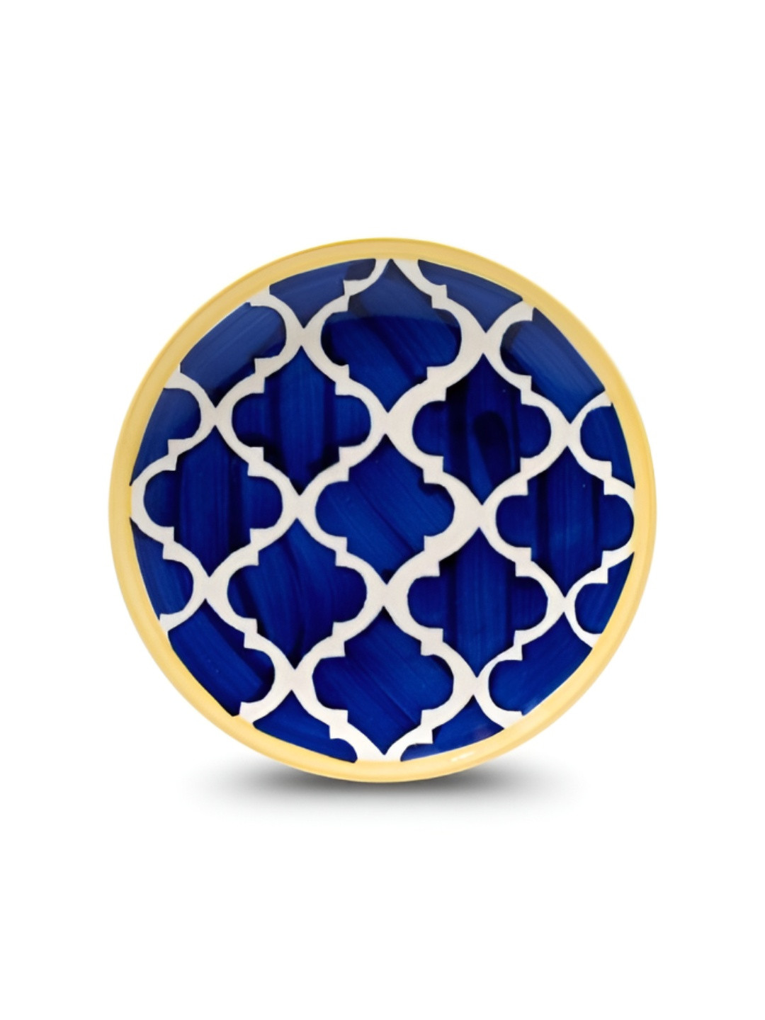 YELONA Blue And Cream Ceramic Dishwasher and Microwave Safe Round Plates