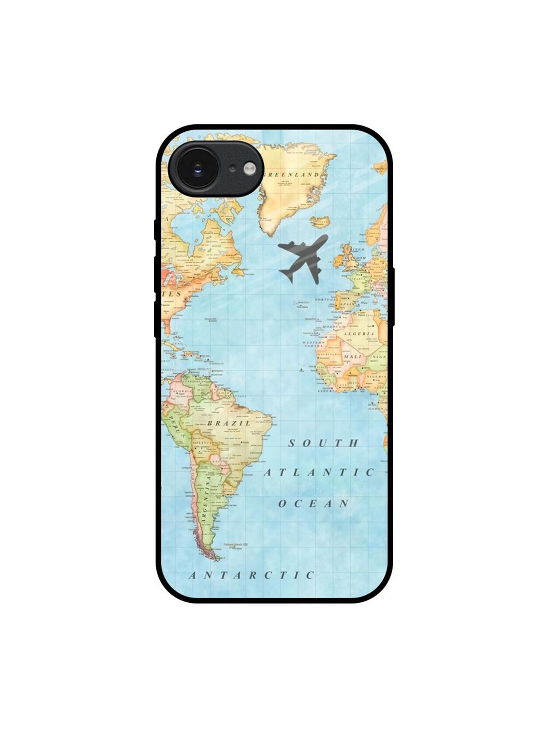 QRIOH Travel Map Apple iPhone 16e Impact Resistant Back Case