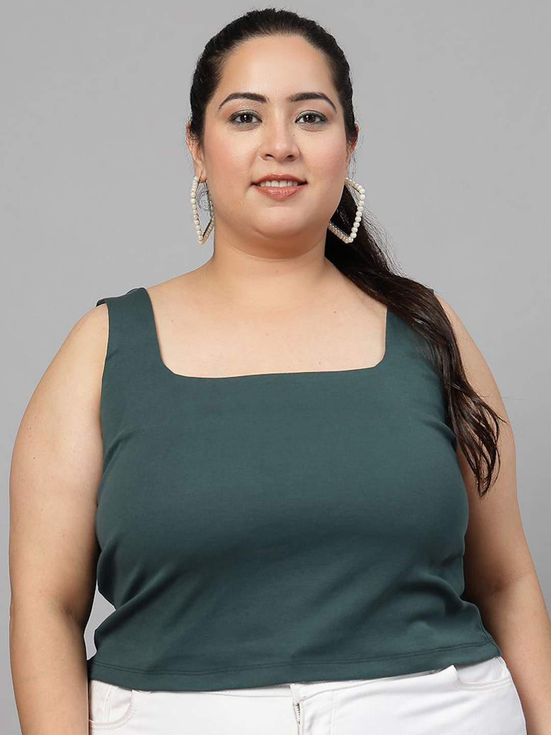 CURVE BY KASSUALLY Plus Size Square Neck Top