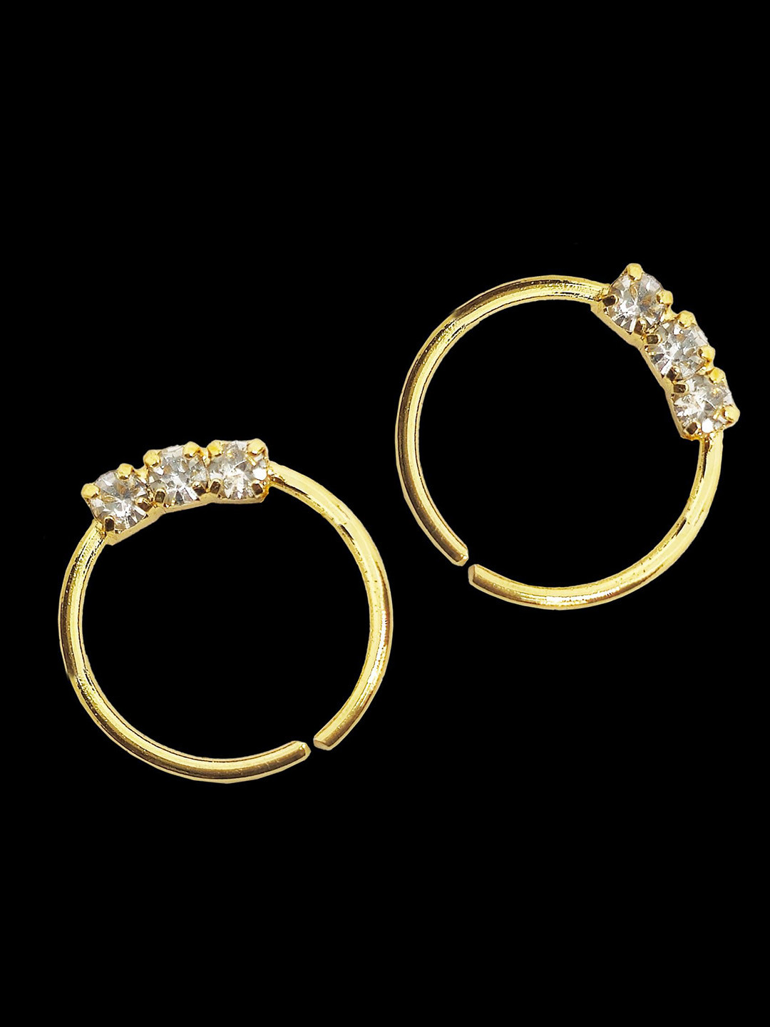 Comet Busters Gold-Plated Artificial Stones Studded Clip On Non Piercieng Ring Nosepin