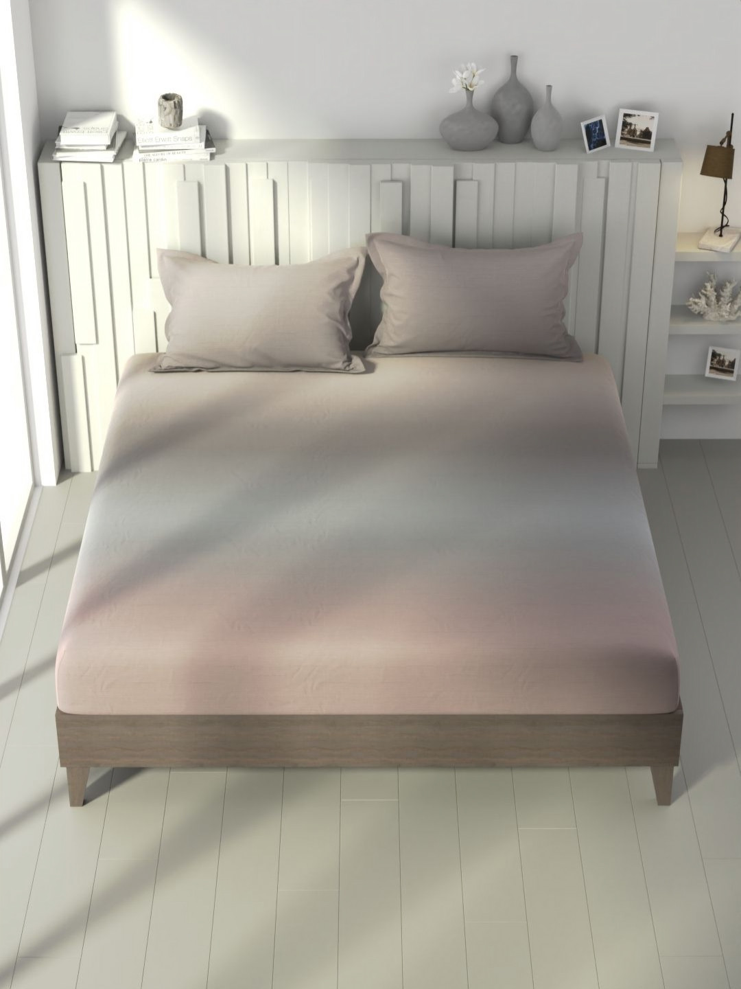 Nautica Ocean View Brown & Grey Pure Cotton160 TC King Bedsheet Set 2.74 m x 2.74 m