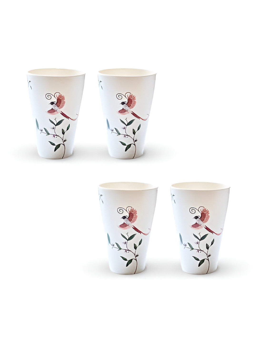 Truly Eco Smart Living Retail White Set of 4 Printed Natural Bamboo Tumbler