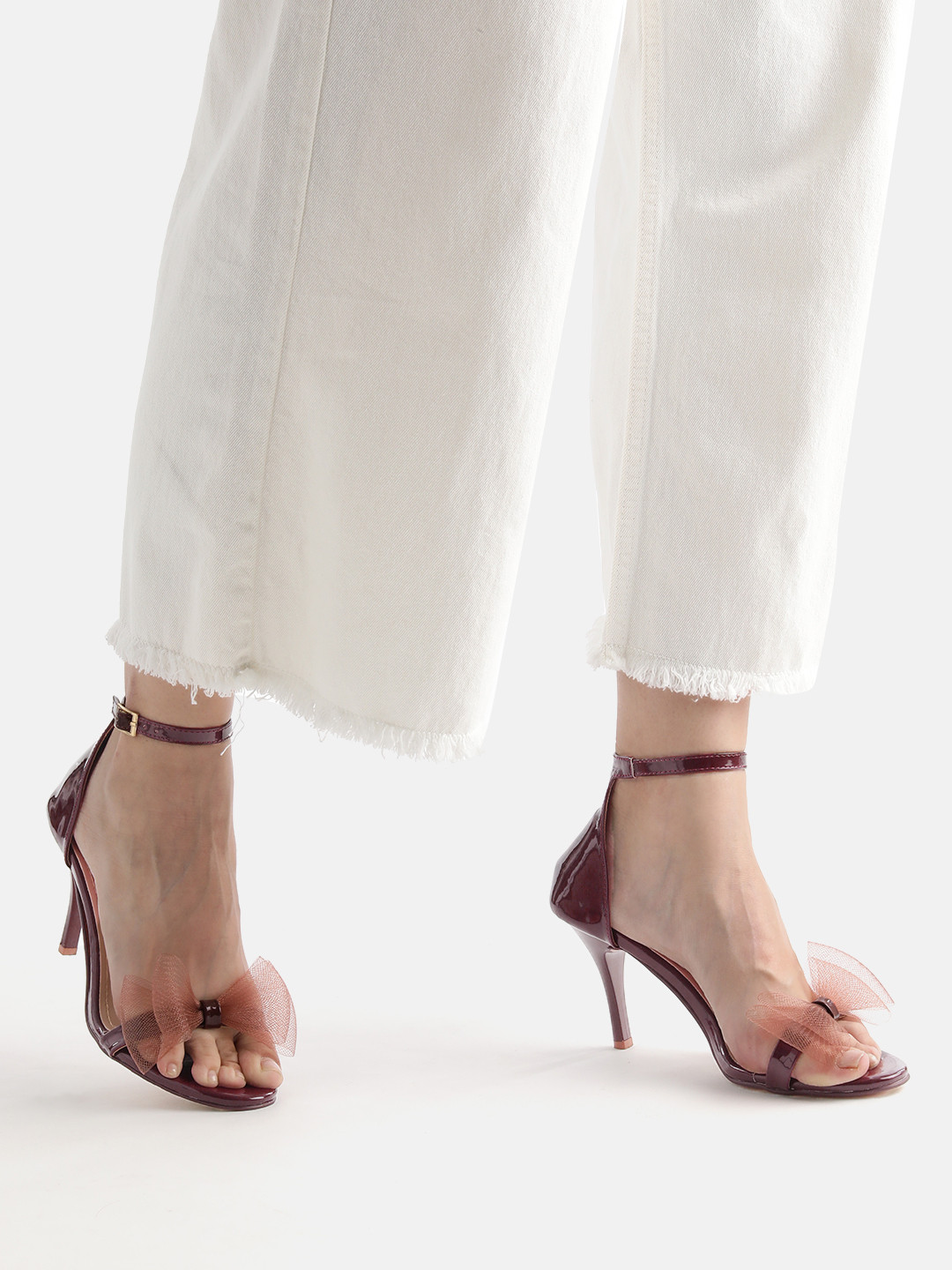 AXIUM Embellished Party Stiletto Sandals with Bows
