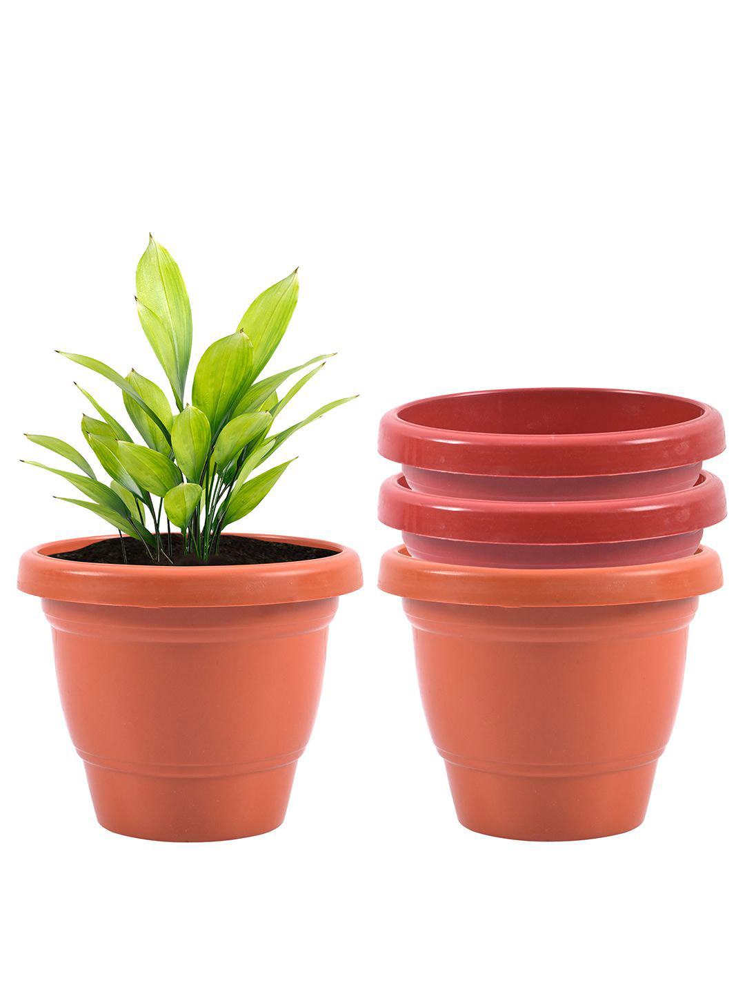 Kuber Industries Orange-Colored & Red 4 Pieces Versatile Sturdy Flower Planters
