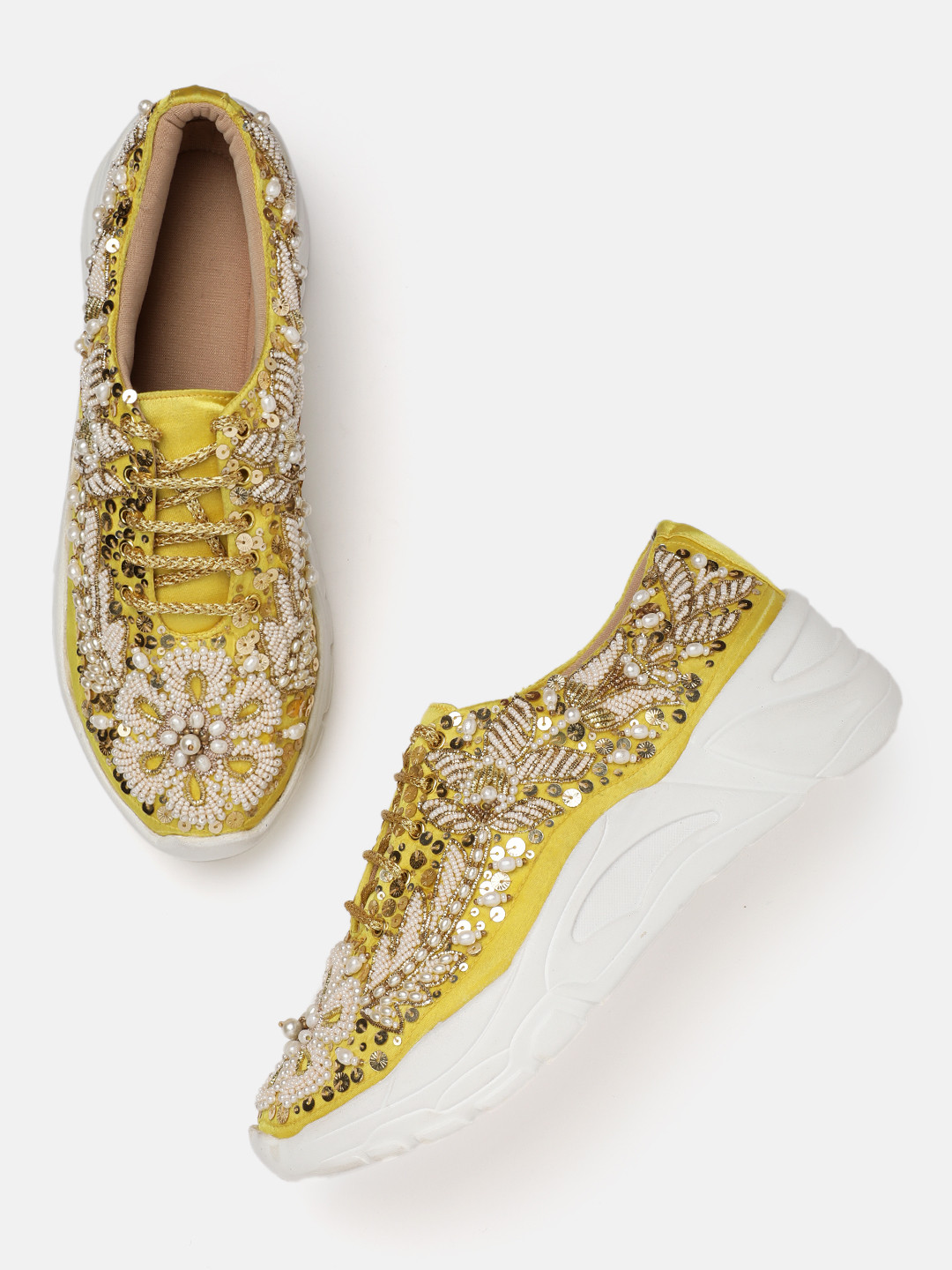 ZORI WORLD Women Textured Embellished Sneakers