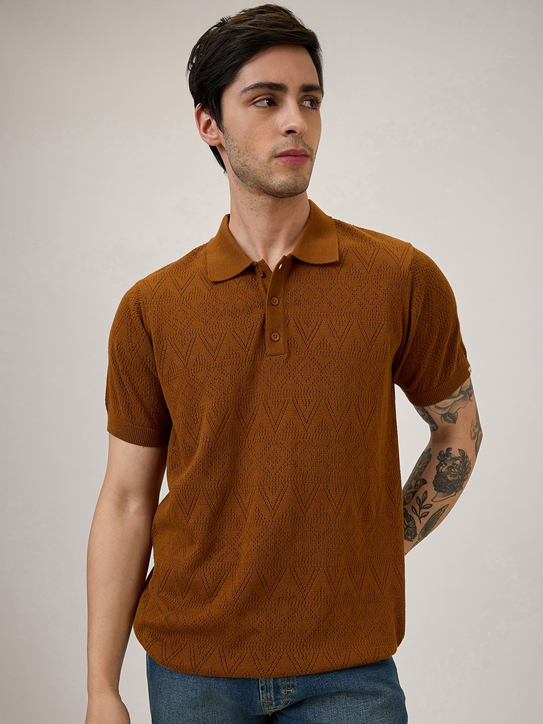 SPYKAR Men Shirt Collar Sweater Vest