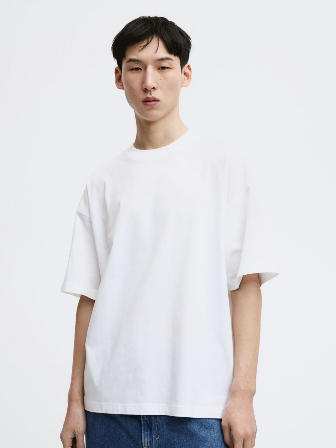 Cloroot Men Solid Round Neck Cotton Oversized T-shirt