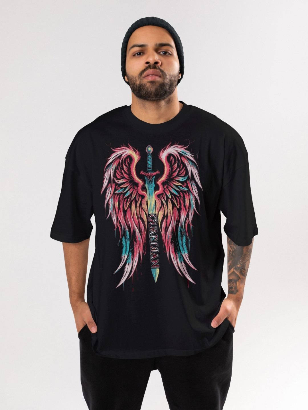 RAPTOR BROTHERS Men Graphic Printed Round Neck Cotton Oversized T-shirt