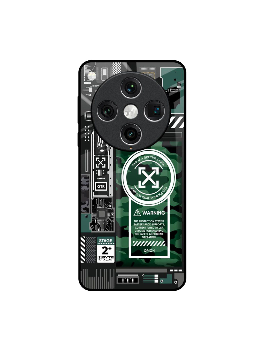 QRIOH Green Camo Circuit Oppo Find X8 Pro Impact Resistant Back Case