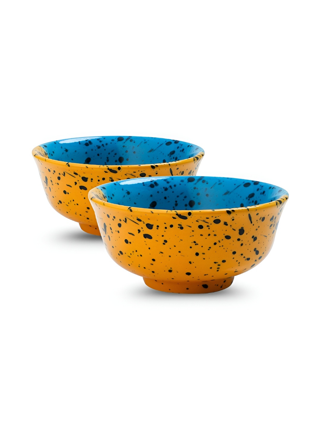 YELONA Blue And Yellow 2 Pieces Ceramic Dishwasher and Microwave Safe Serving Bowl