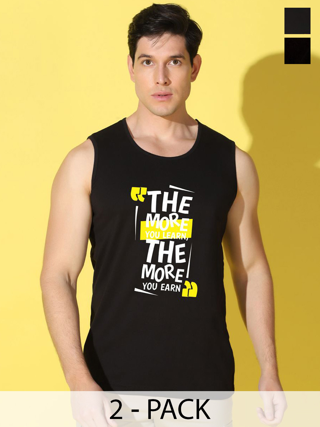 WOOSTRO Pack Of 2 Printed Combo Cotton Gym VWS26(MORE BLACK)(ENJOY BLACK)