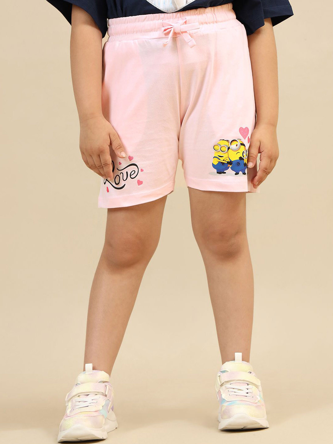 Kids Ville Girls Minions Printed Mid Rise Regular Fit Shorts