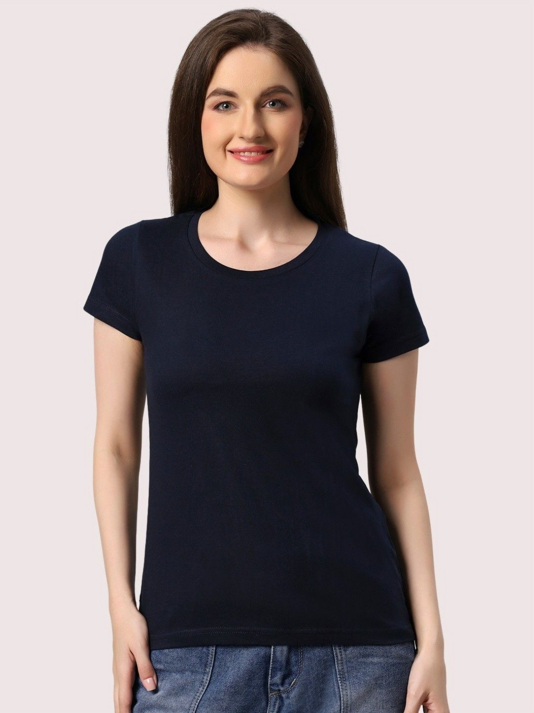 URBANICE Women Solid Round Neck Cotton T-shirt