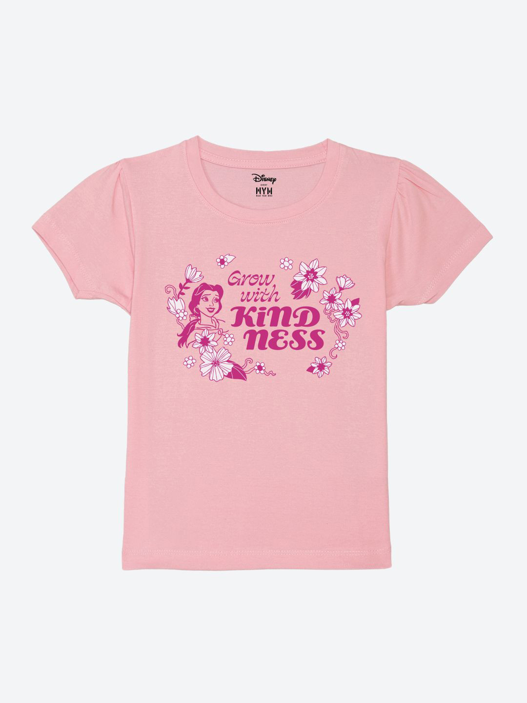 Wear Your Mind Girls Disney Princess Typography Printed Round Neck Cotton T-shirt