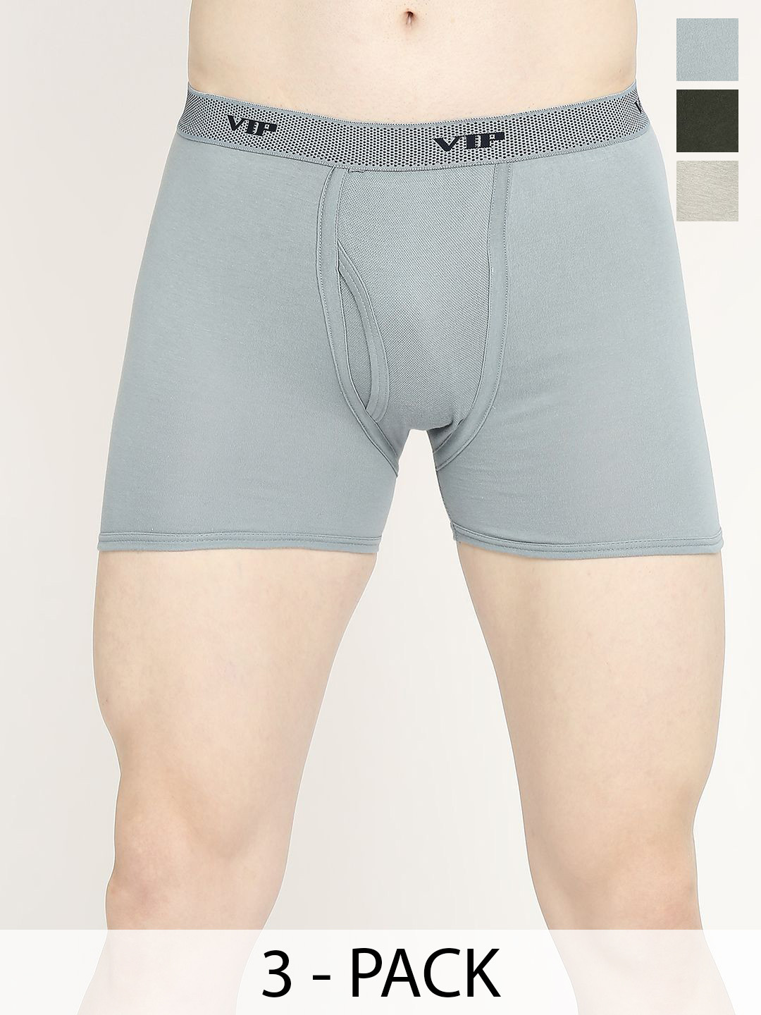 VIP Pack Of 3 Assorted Cotton Trunks  VP-MI-TR-FRESH-10P-FM-PO3-95