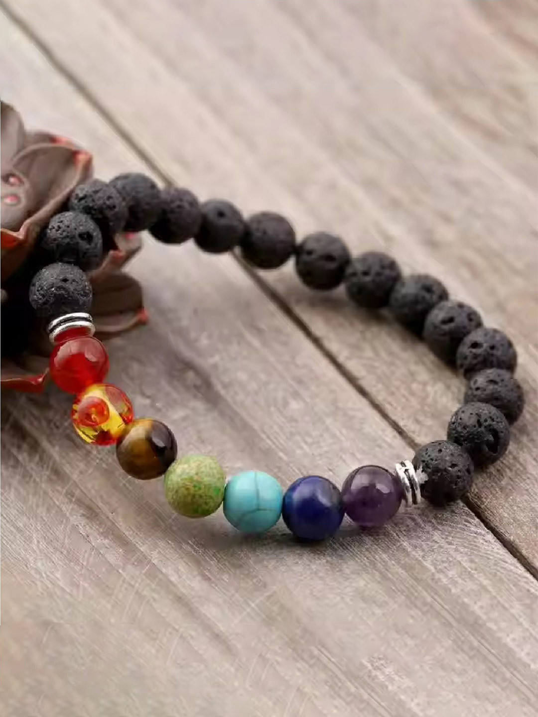 Crazy Fashion Unisex Healing Chakra Onyx Stone Bracelet