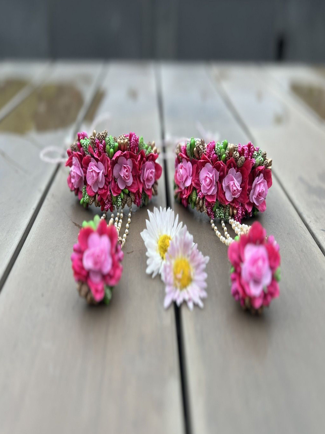 Flosaira Set Of 2 Stone Studded & Beaded Wraparound Bracelets