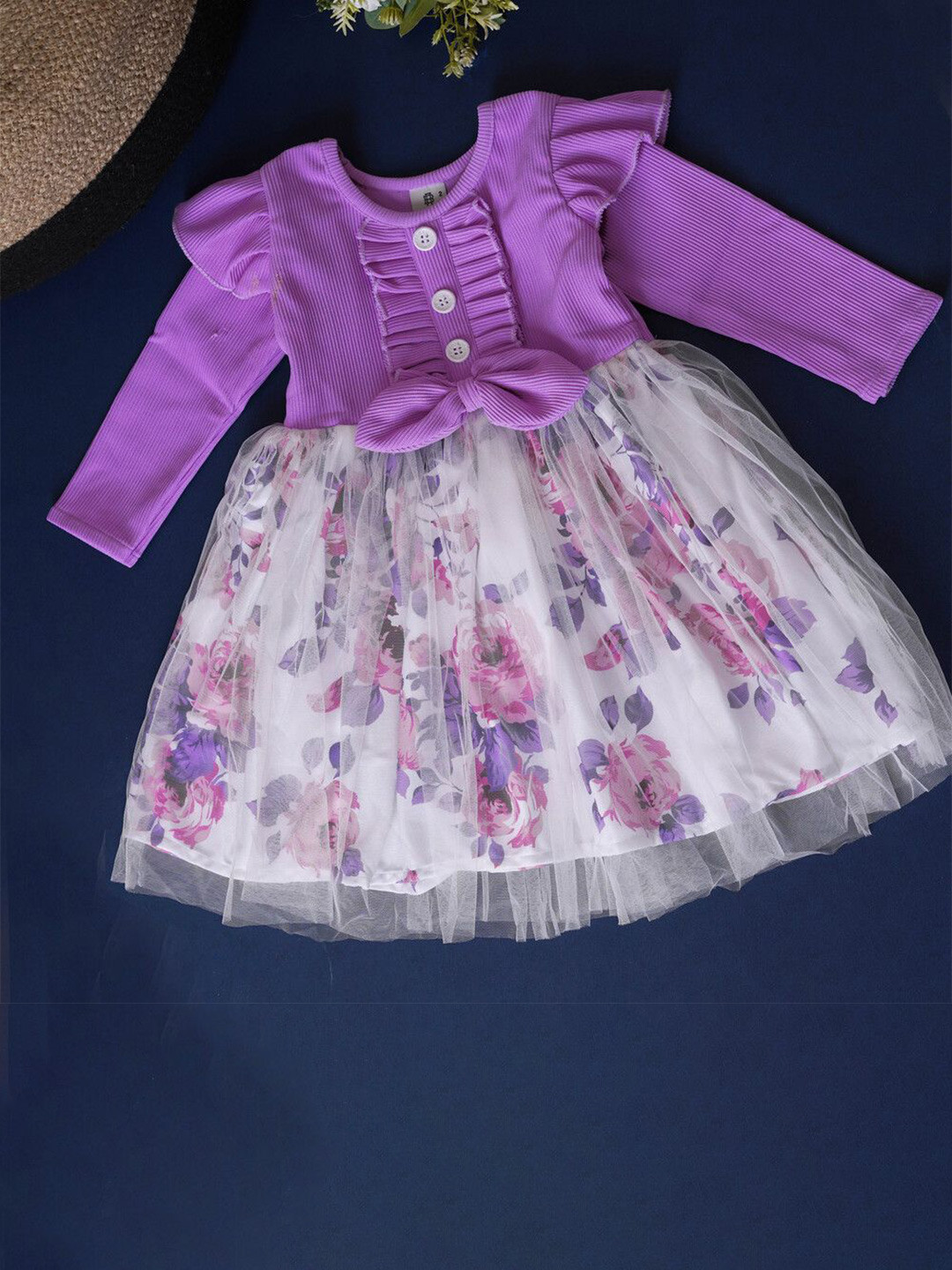 Flora Girl Floral Printed Slits A-Line Midi Dress