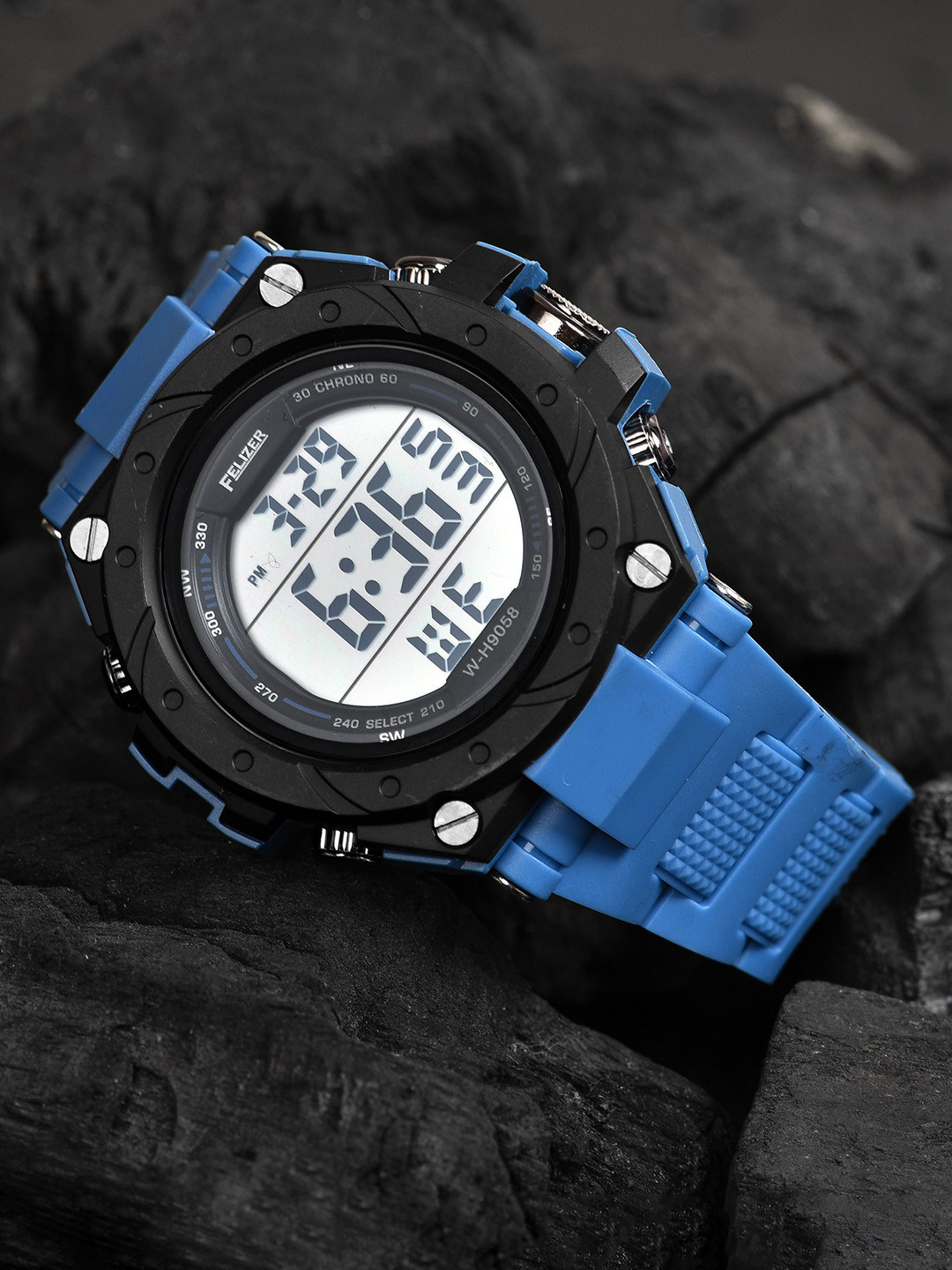 FELIZER Men Patterned Textured Straps Analogue and Digital Watch H9058-LSKA-Blue