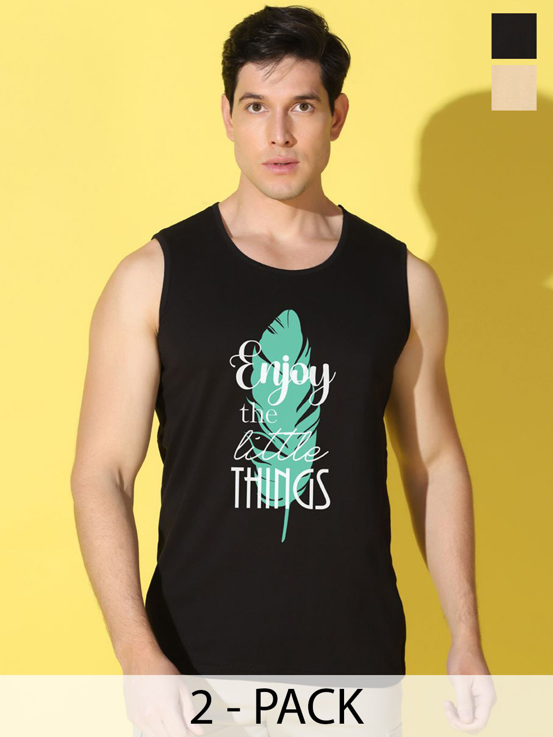 WOOSTRO Men Pack Of 2 Printed Odour Free Comfort Combo Cotton Gym Vests