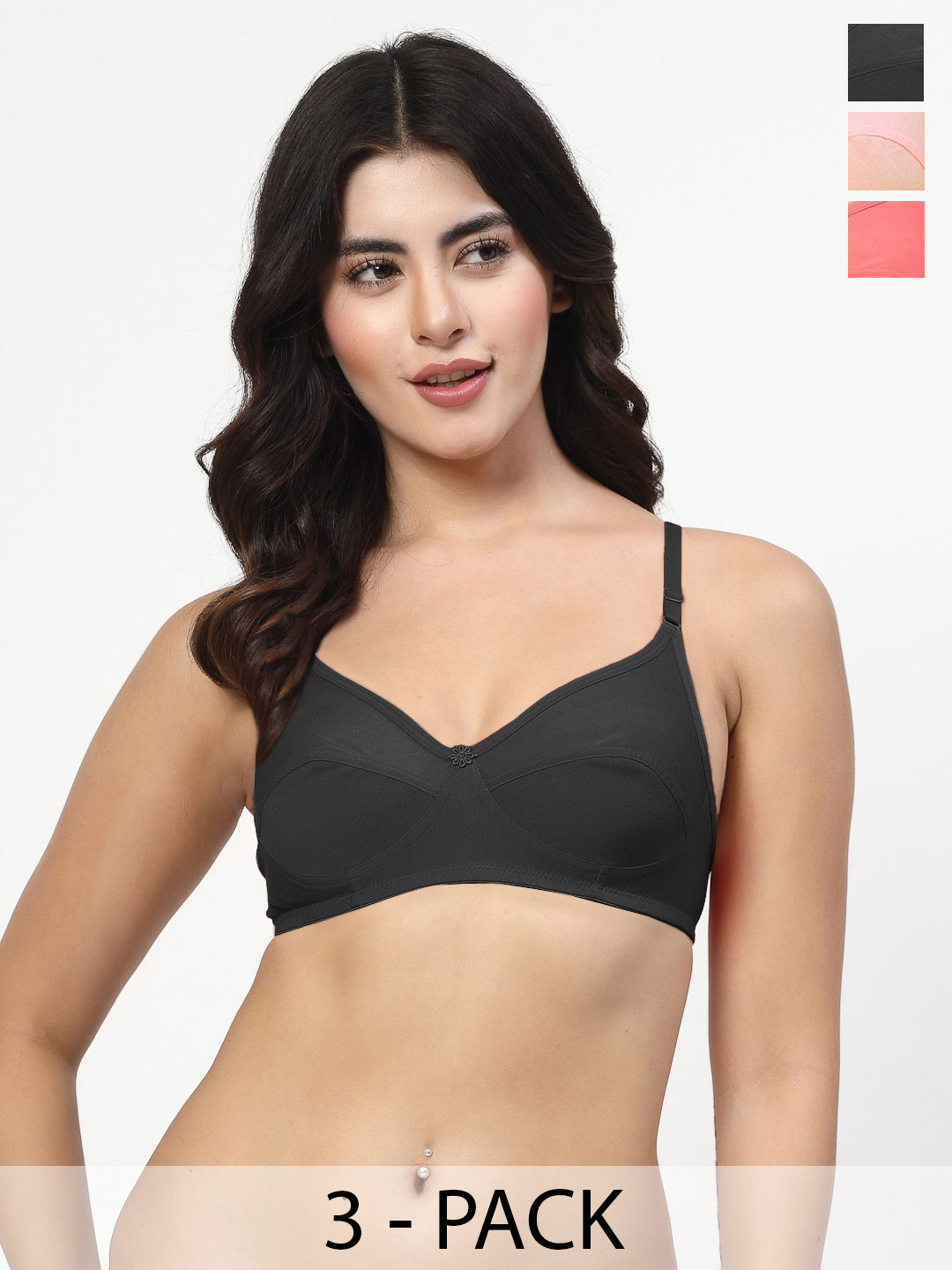 LILY Iteerp Pack Of 3 Full Coverage Seamless Bra