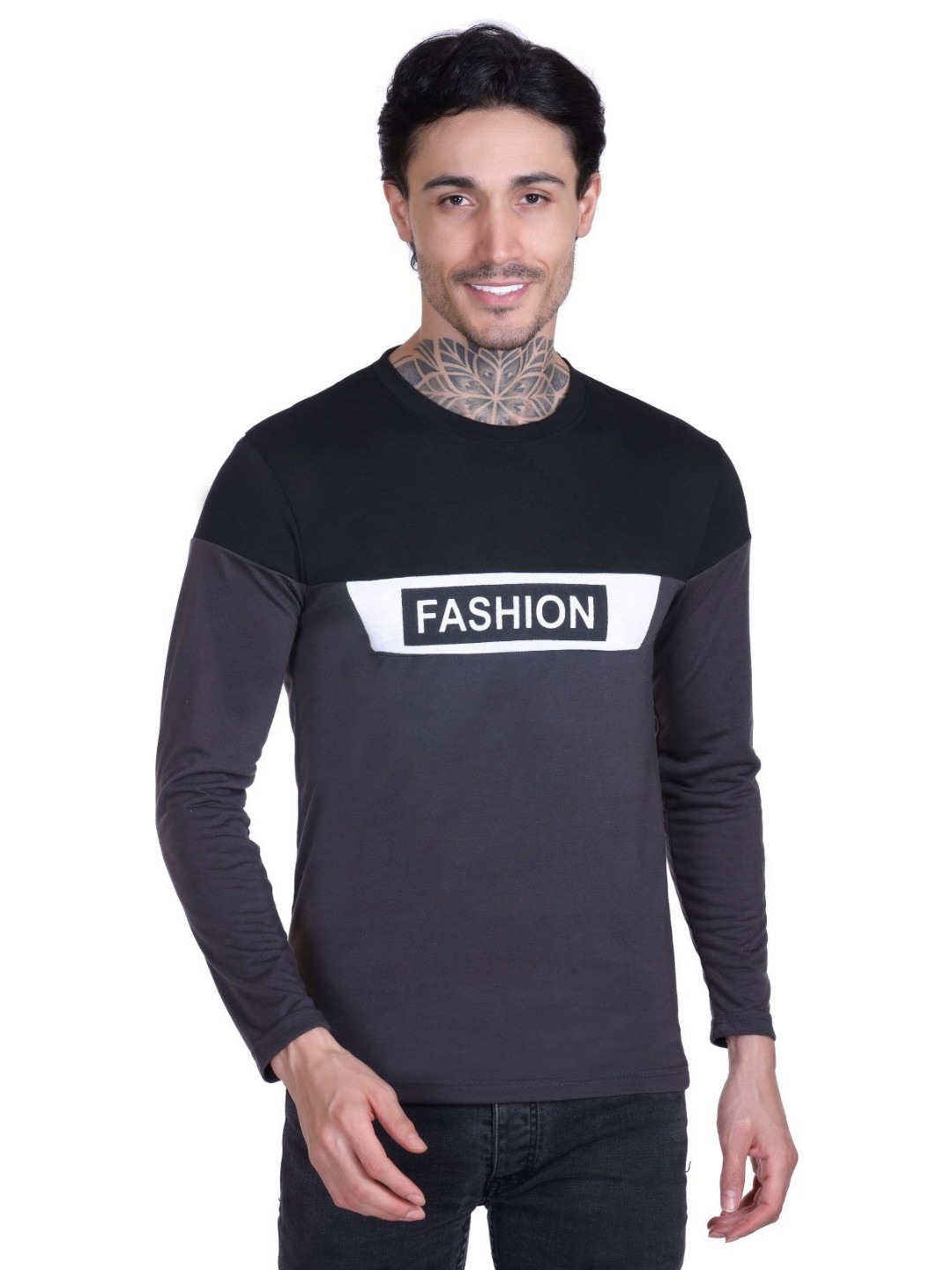 FIRST SLEEP Men Typography Printed Round Neck Slim Fit T-shirt