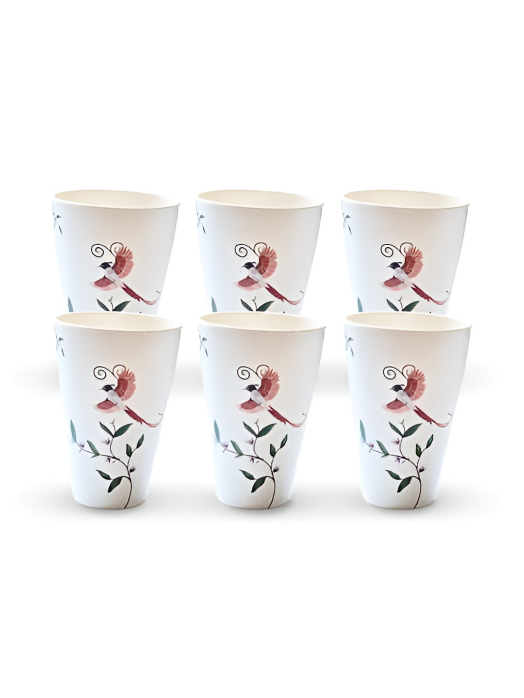 Truly Eco Smart Living Retail White Set of 6 Printed Natural Bamboo Tumbler