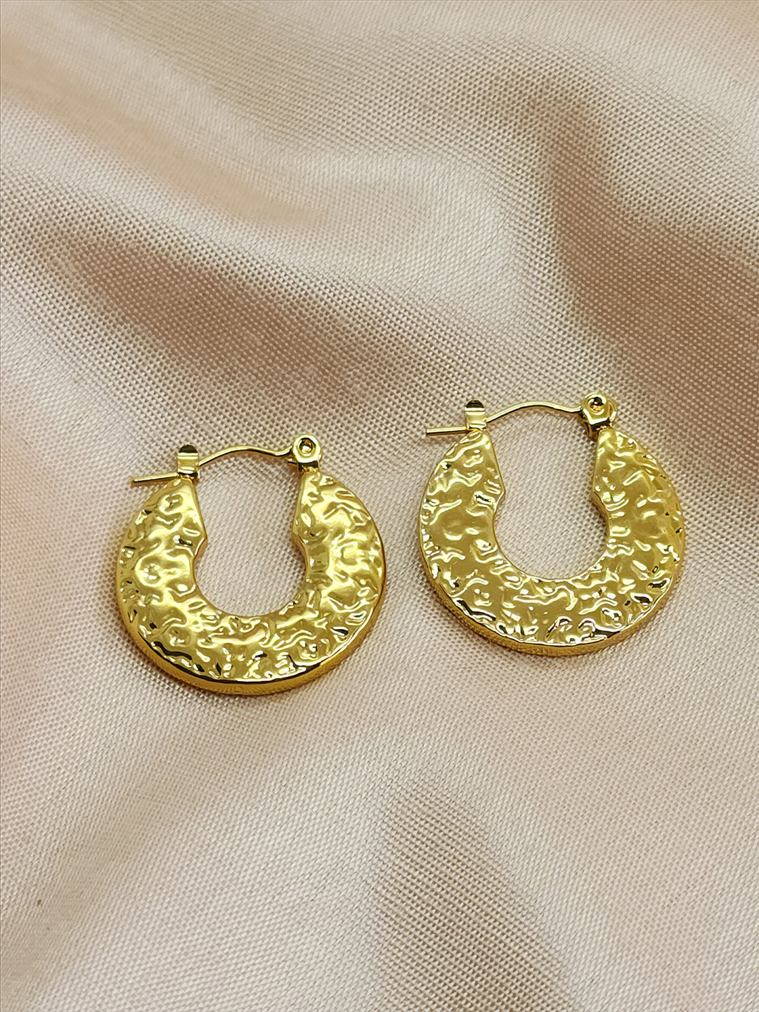 DressBerry Gold-Plated Contemporary Stainless Steel Bali Brunch Hoop Earrings
