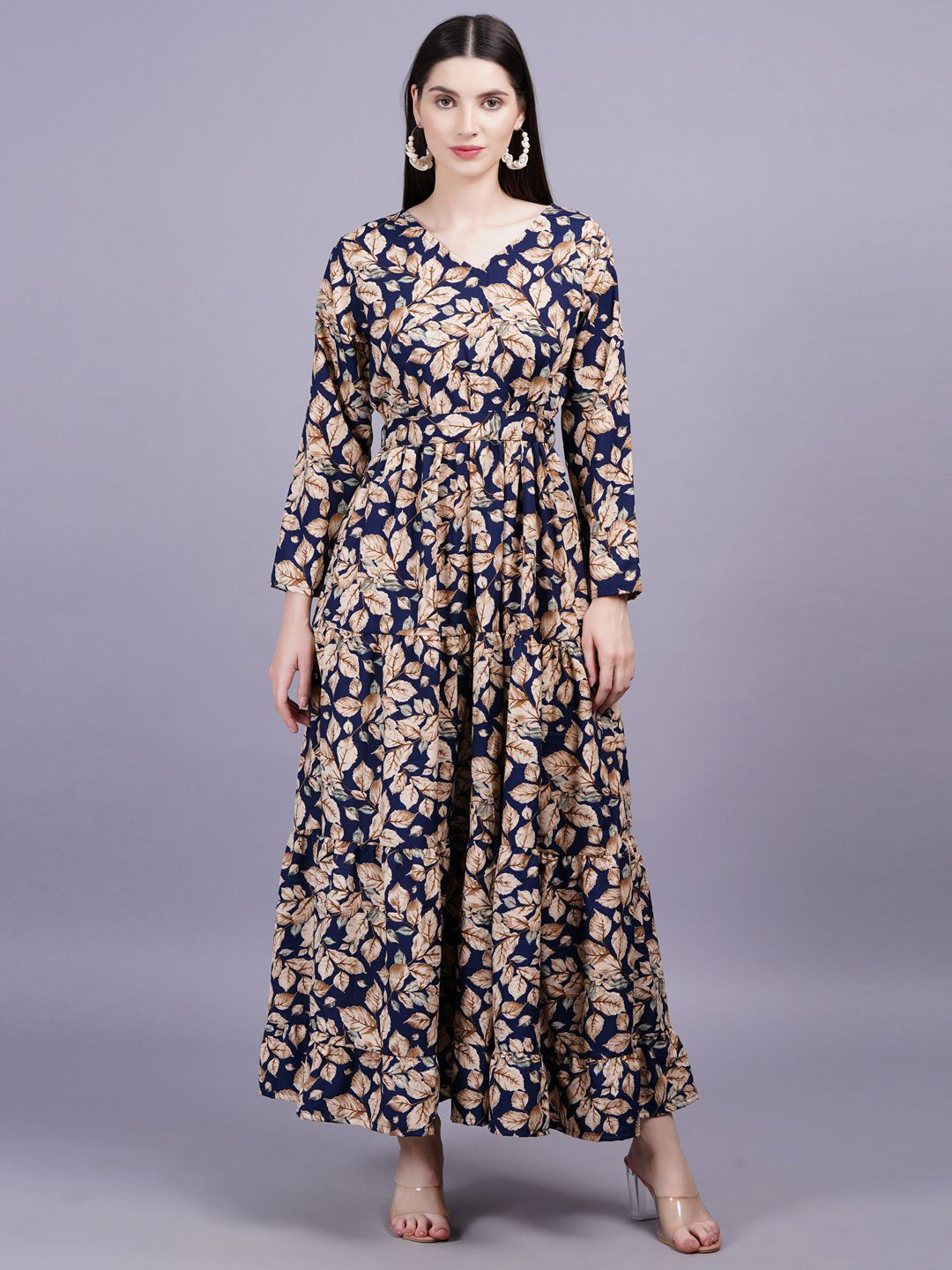 OH MI DIOS Floral Print V-Neck Tiered Maxi Dress
