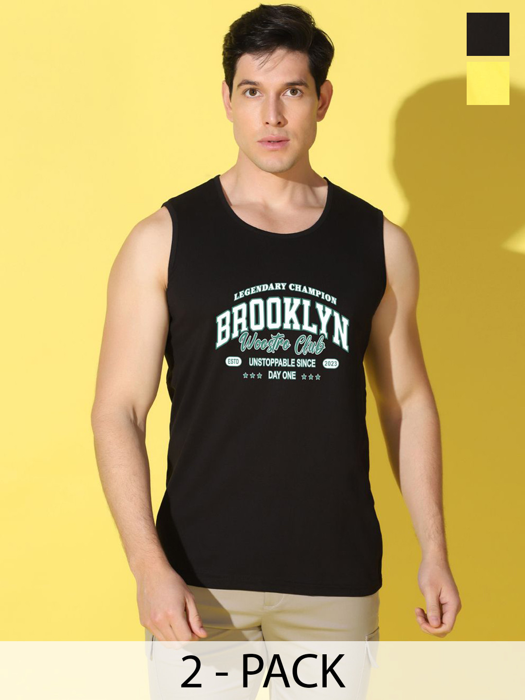 WOOSTRO Men Pack Of 2 Printed Combo Cotton Inner vests