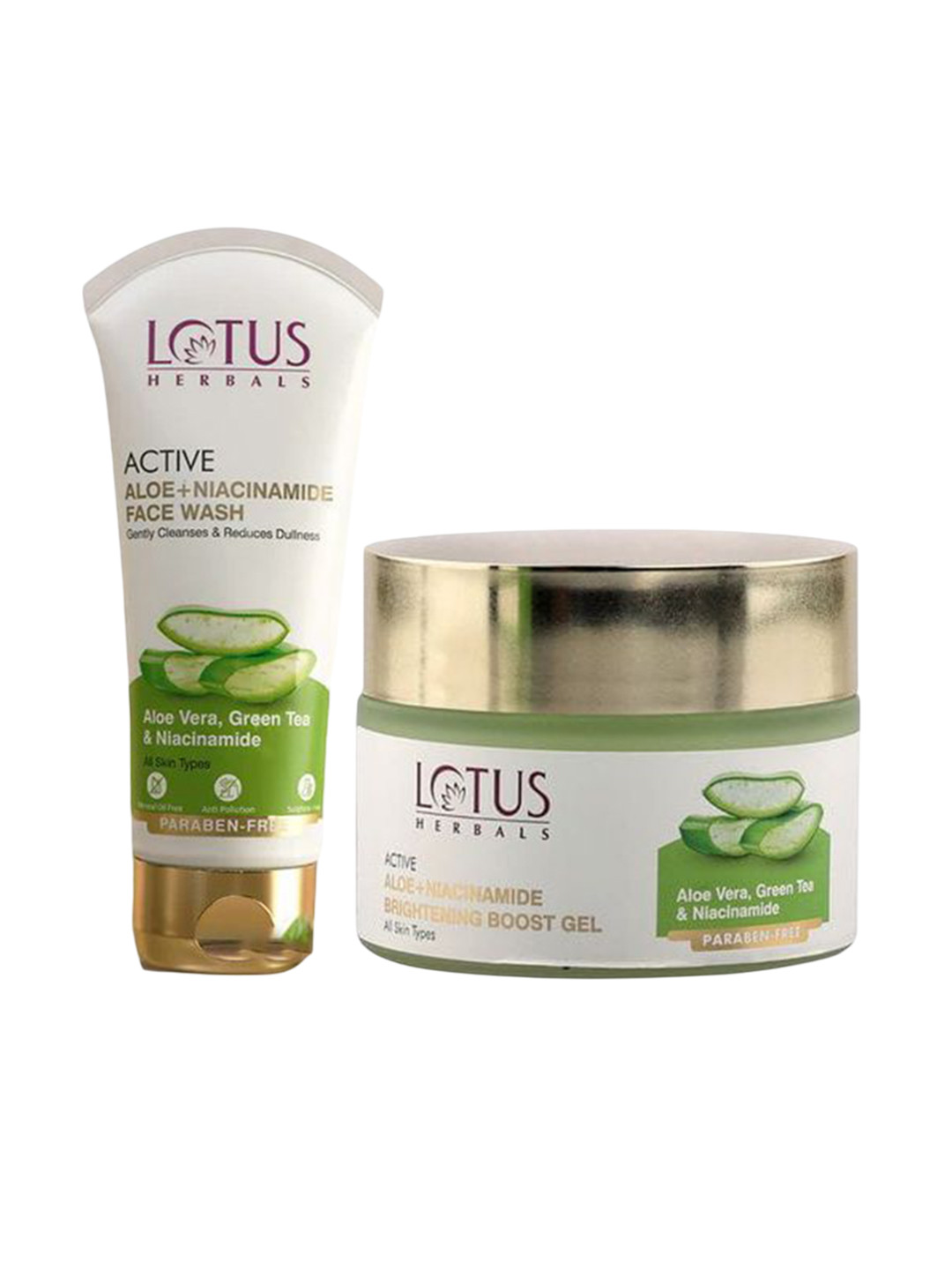 Lotus Herbals Set Of 2 Active Aloe Brightening Boost Gel- 50 g & Face Wash- 100 g
