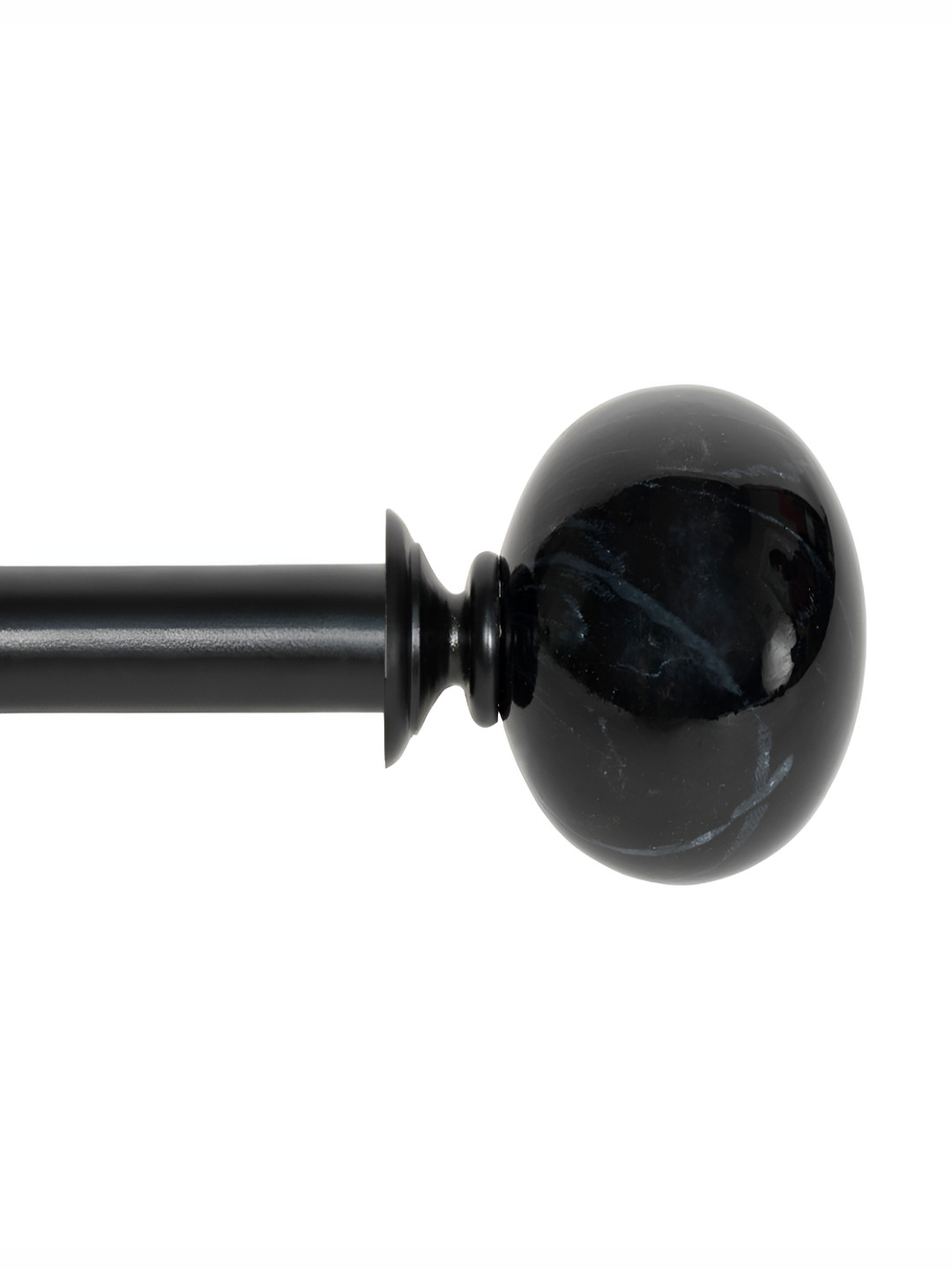 Deco Window Black Glossy Finish Adjustable Iron Curtain Rod With Brackets