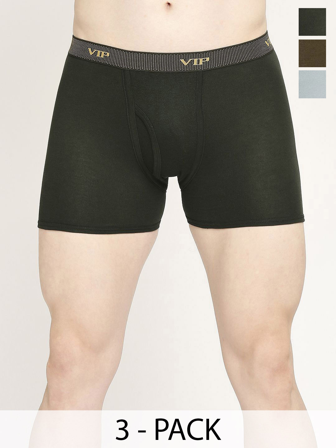 VIP Pack Of 3 Assorted Cotton Long Trunks VP-MI-TR-FRESH-10P-FM-PO3-110