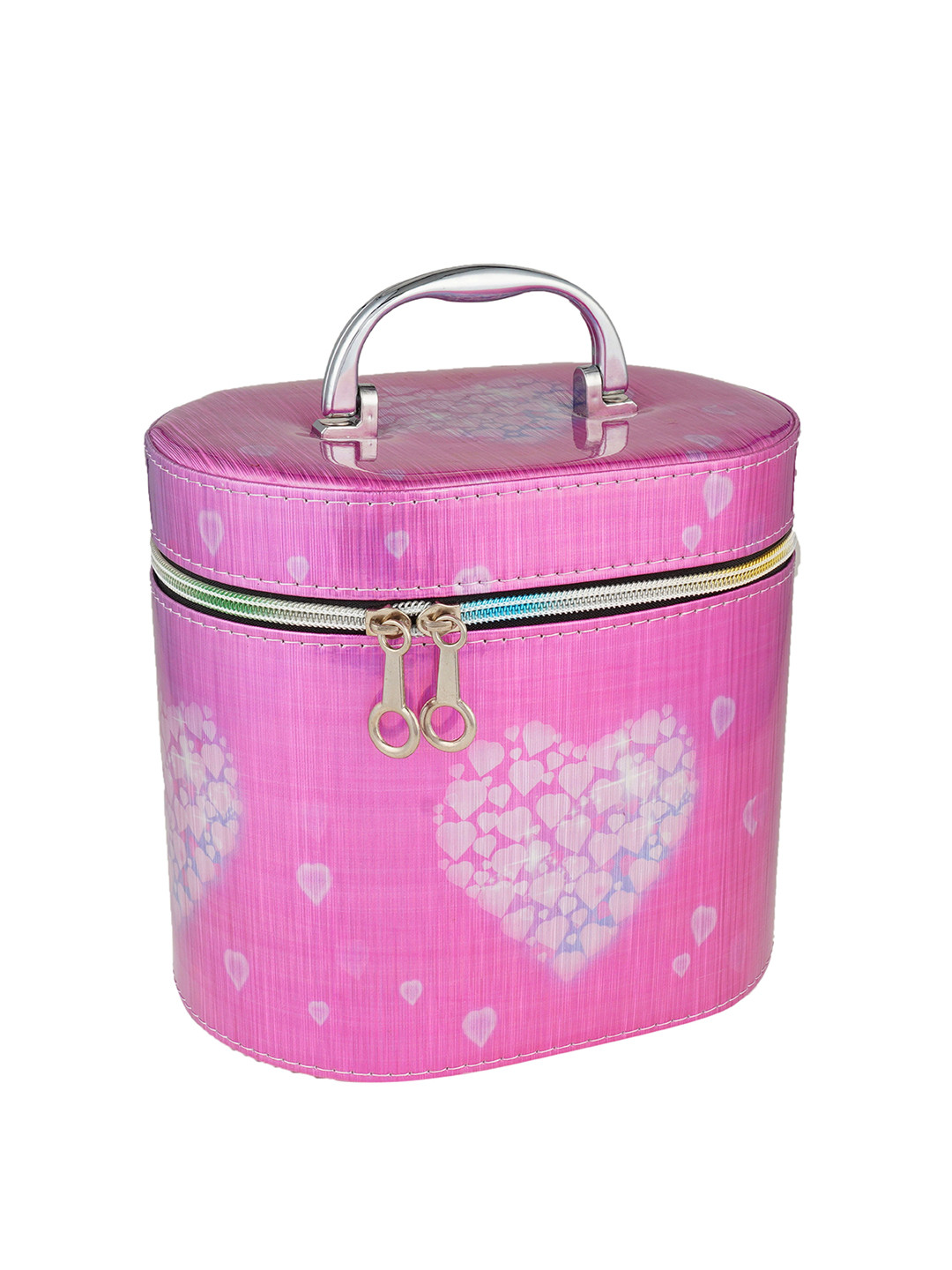 Cameleon Pink & White Geometric Printed Makeup Organizer