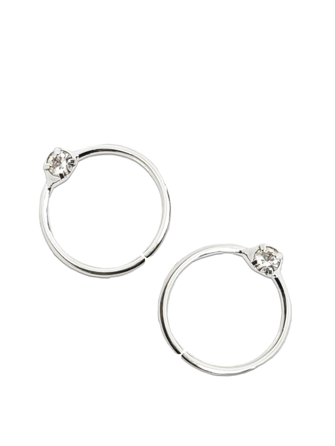 Comet Busters Silver-Plated Artificial Stones Studded Clip On Non Piercieng Ring Nosepin