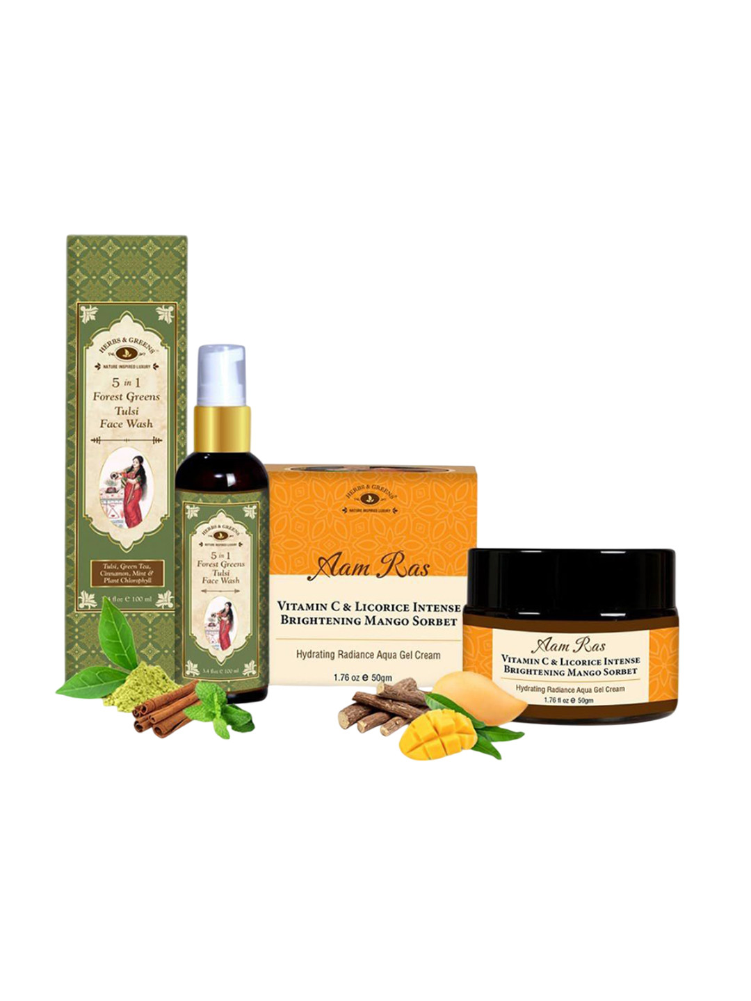 HERBS & GREENS Set Of 2 Vitamin C Moisturizer 50 g & Forest Greens Face Wash 100 ml