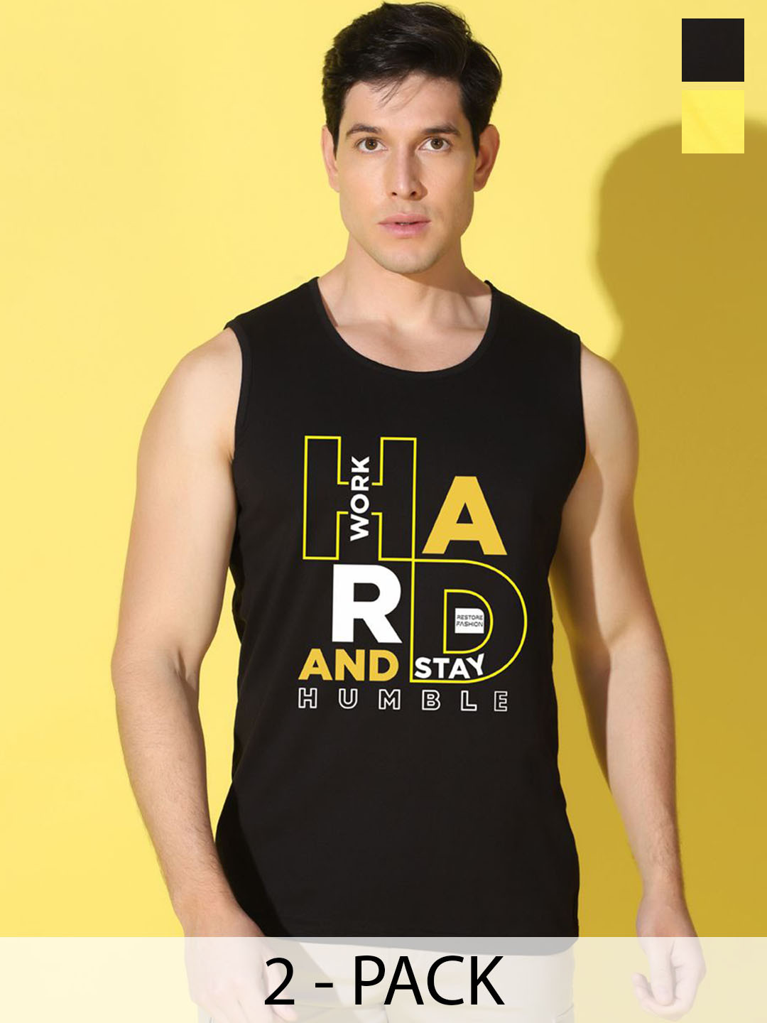 WOOSTRO Men Pack Of 2 Printed Super Combed Cotton Gym Vests