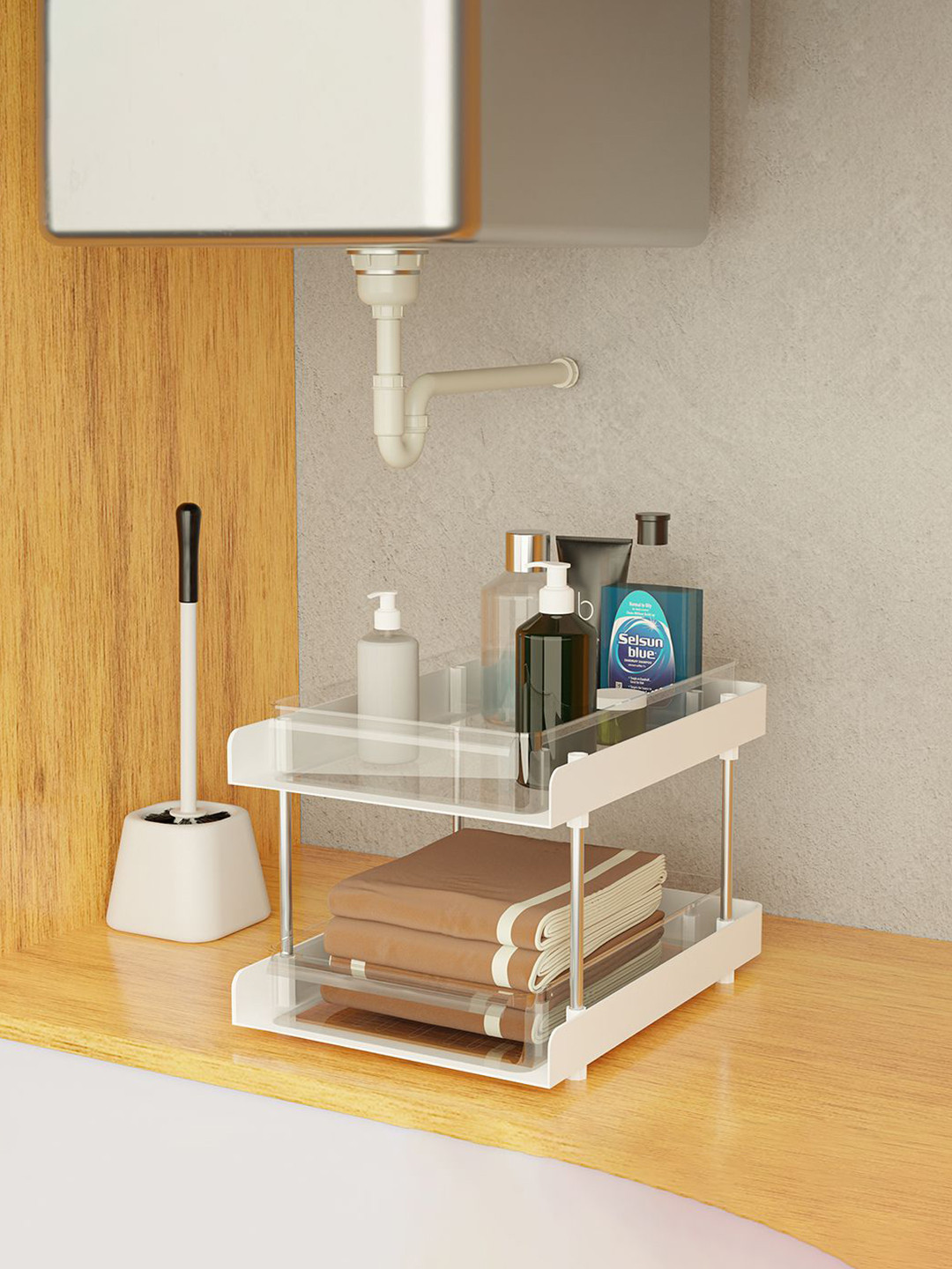 Kuber Industries 2 Layer Makeup & Jewellry Storage Dressing Table Organizer Box