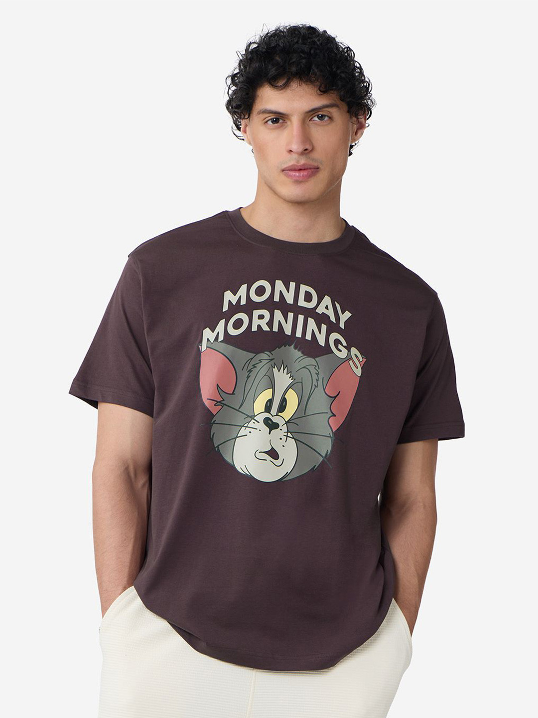 The Souled Store Men Tom & Jerry Graphic Printed Round Neck Cotton T-shirt