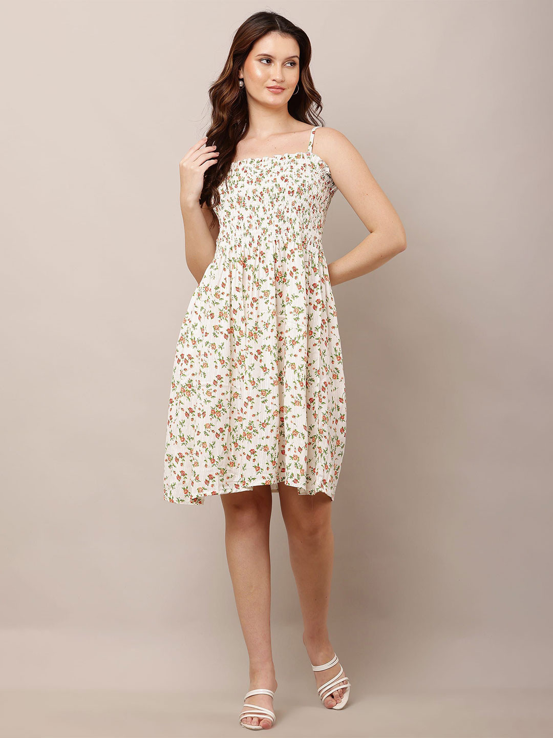 Moda Rapido Women Floral Printed Smocked Fit & Flare Knee Length Dress summer collection