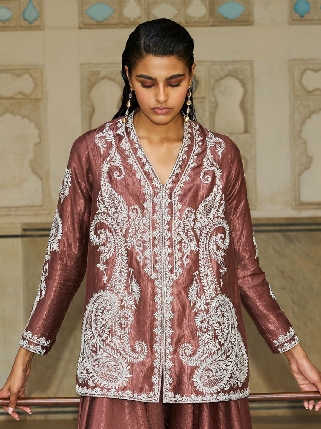 Dash and Dot Women Silver Sienna Embroidered Top