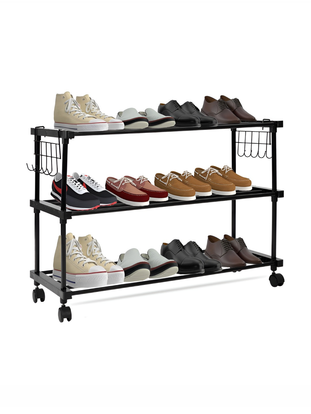 ADA Handicraft Black 3- Layer Shoe Rack