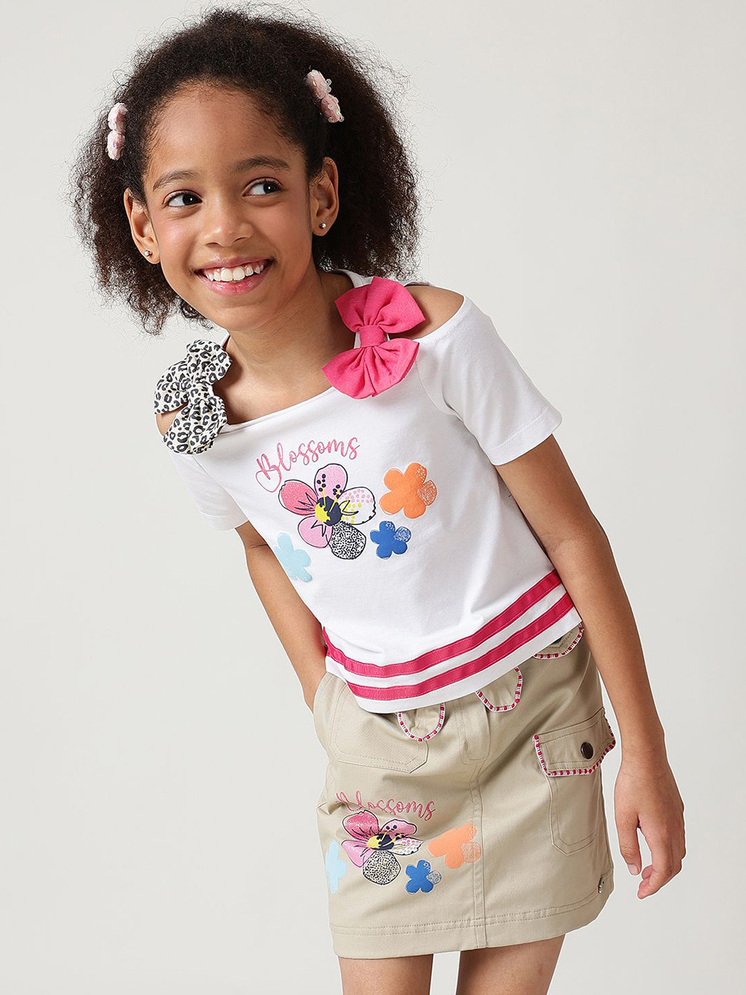 One Friday Girls White Regular Fit Sleeveless Solid Tops