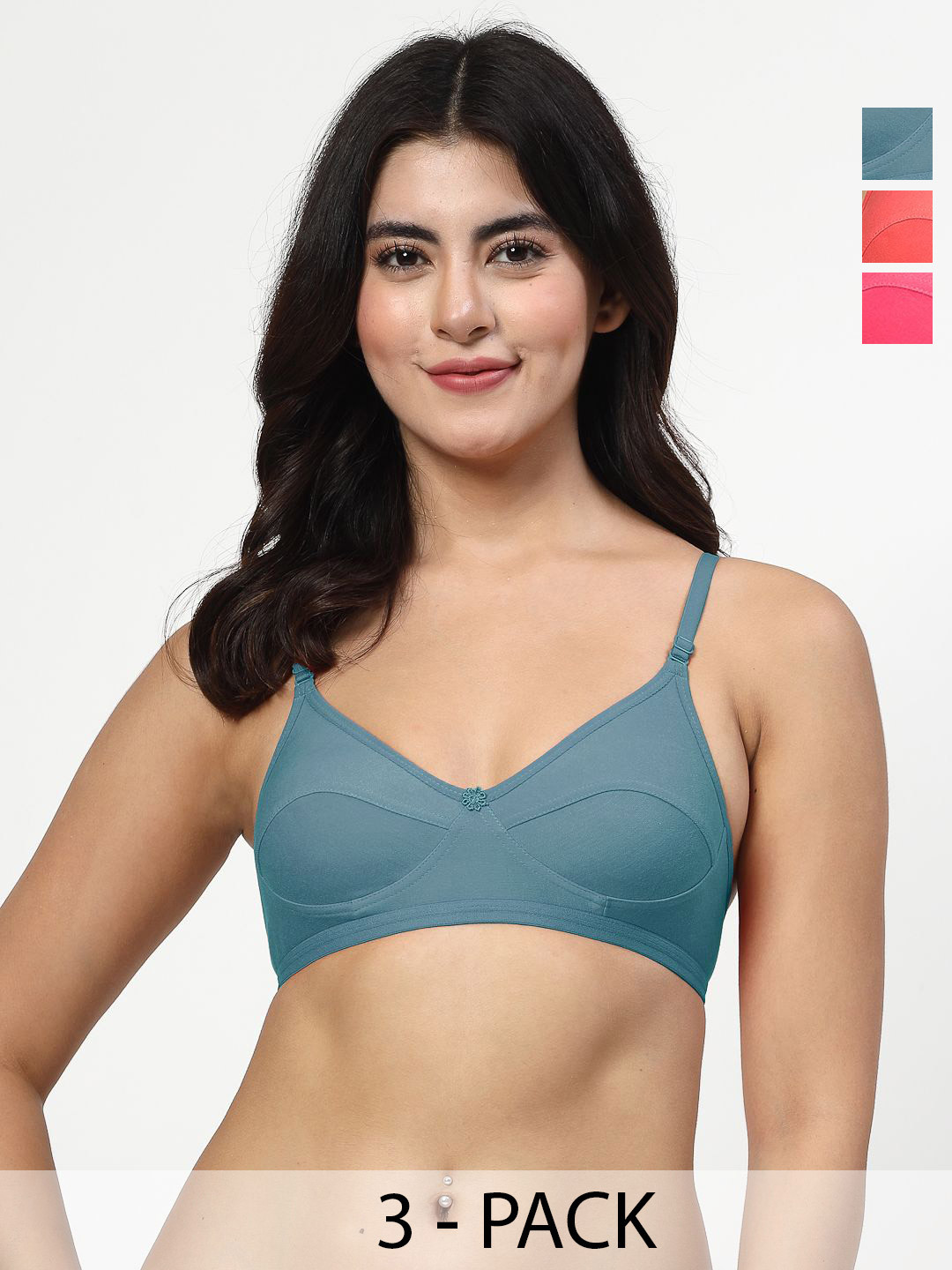 LILY Anpas Women Pack Of 3 Seamed Non Padded Full Coverage Bra