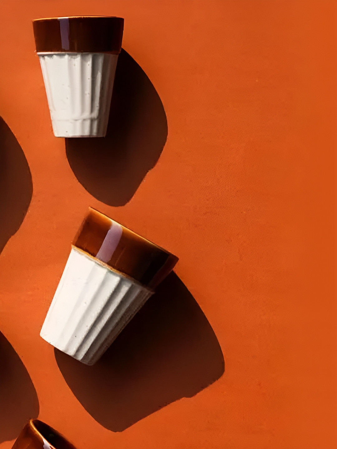 AMALAFIEE CERAMICS Sanjeev Kapoor Think Food Graphic Quote White Ceramic Handmade 2 Piece Kulladhs-200ml