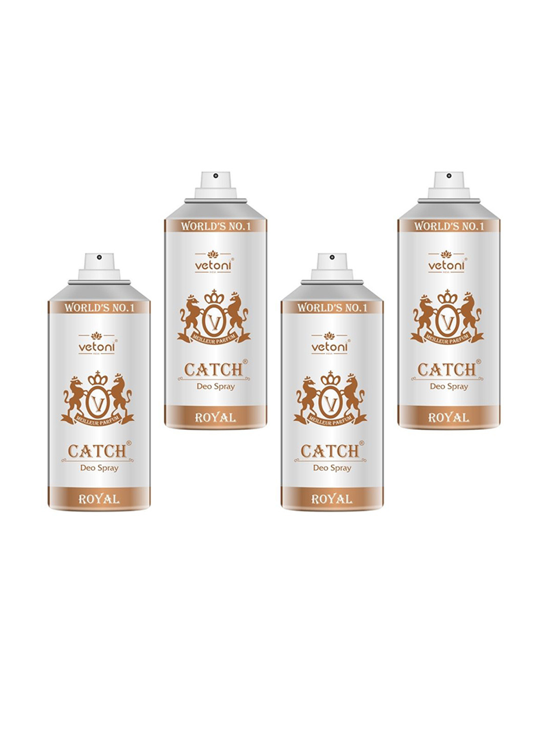 VETONI Set Of 4 Catch Royal Long Lasting Deodorant Body Spray - 165ml Each