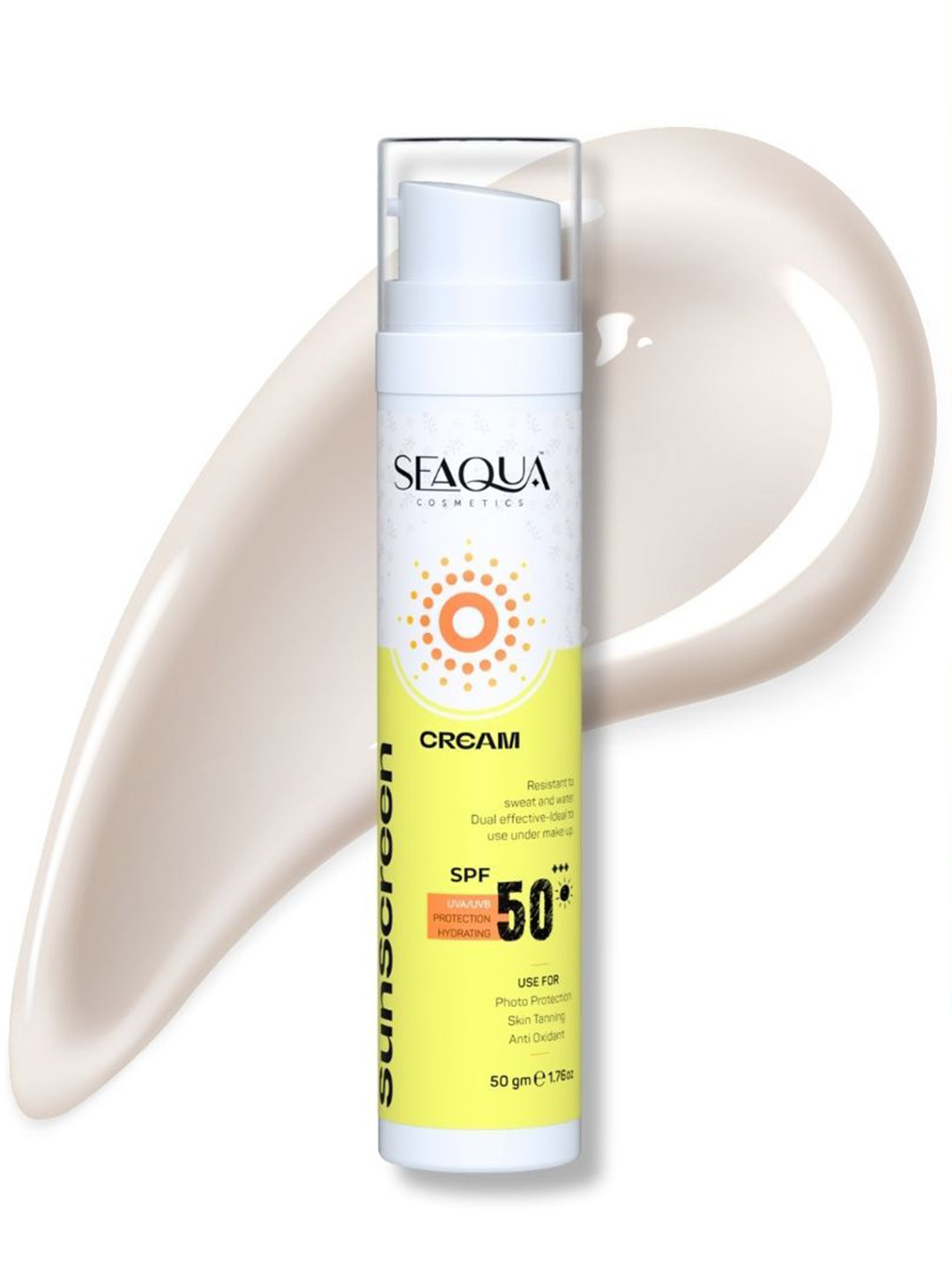 Seaqua cosmetics UVA UVB SPF 50+++ Sunscreen Cream - 50g