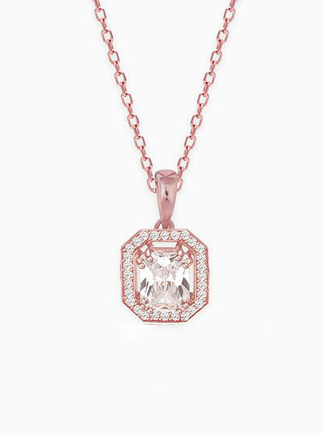 GIVA 925 Silver Rose Gold-Plated Stone Studded Mystique Romance Pendant with Chain